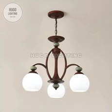 雨果燈飾 實體門市 紅古拉絲 挑高緞造加綠瓷 樓中樓吊鍊燈 客廳燈 厚實半吸燈 主燈 臥室燈 鄉村餐廳燈 白玉玻璃, 3燈 / 奶白玻