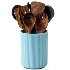 LoeJan 식기 홀더 엑스트라 라지 식기 그릇 안정적인 세라믹 식기 정리함 주방 카운터 농가 장식용 요리 도구 정리함 세트 블루, 터키석