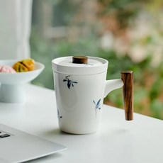 純手繪蝴蝶蘭花木把泡茶杯, 環保包裝, 1個