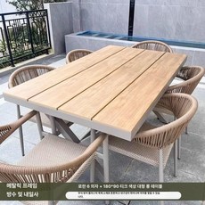 야외 정원 테라스 방부목 긴 테이블 의자 세트, 1급 아연도금 180 롱테이블 롤랜 6개