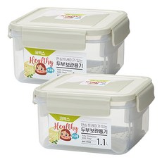코멕스 안심트레이가 있는 두부 보관용기 1.1L X 2개, 단품