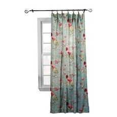 Ellis Curtain Balmoral 100% 원단 완벽한 장식 꽃무늬 프린트 로드 포켓 패널 창문 커튼 - 112.4cm x 213.4cm 레드