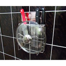 新世代 貼掛免鑽孔不鏽鋼刀架 前方可掛鍋蓋 砧板 可拆卸換位重複使用 304不銹鋼廚房置物架, 1個, 不鏽鋼