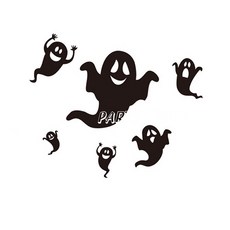 台灣現貨 鬼幽靈/南瓜黑貓窗貼 萬聖節佈置 鬼屋佈置道具 萬聖節窗貼，靜電吸附，可重複使用，輕鬆營造節慶氣氛, 黑幽靈, 黑色