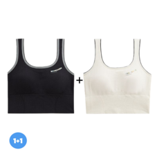 Makone 여성 안전 속옷 푸쉬업 헴라인 스포츠 1+1 브라