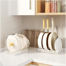 [SMTBOX] 냄비 랙 U자형 확장 냄비정리 거치대 주방수납 확장형 프라이팬 식기 수납정리대, 화이트+10 거치대, 1개