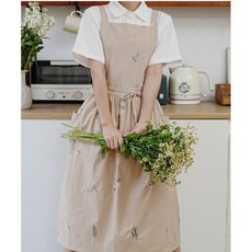 다용도 자수 원피스형 린넨 앞치마 7종