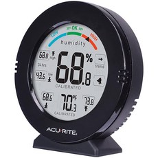 AcuRite 01080M 프로 정확한 온도 및 습도 측정기 경보기 포함 블랙