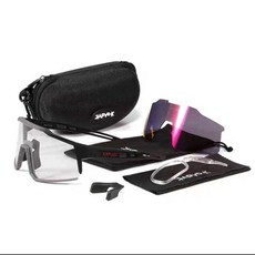 KAPVOE秋冬季騎行眼鏡專業山地公路自行車護目鏡變色防風鏡, 10黑灰框-2片裝(透明變灰+炫彩紅), 1個