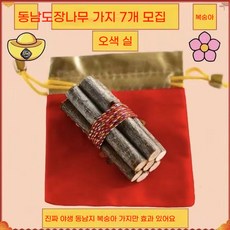 qilin-14 복숭아꽃 운을 부르는다섯 색 실 팔찌야생 복숭아나무 가지 길운과 액운 차단 팔찌 형태 휴대, 복숭아 나무 가지 + 오색 실 + 빨간색 가방