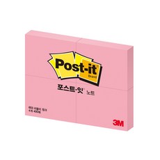 3M 포스트잇 4패드 미니 노트 653-4 (51mmx38mm), 러블리핑크, 1개, 400매