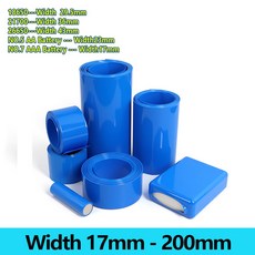 폭 17mm 200mm 블루 PVC 열수축 튜브 18650 배터리 랩 배터리 팩 절연 케이블 보호 슬리브 필름 케이스, Width 188mm Dia120mm, 1 meter, Blue