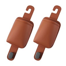 범용 차량 뒷좌석 행거 정리함 헤드레스트 음료 홀더 보관 포켓, 연한 갈색