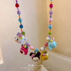 精選項鏈 兒童公主可愛卡通串珠項鏈小女孩艾莎庫洛米吊墜頸鏈寶寶首飾飾品