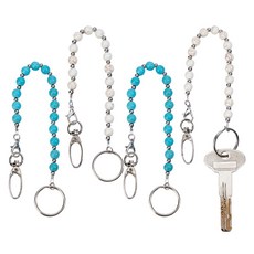 4개 합성 터쿼이즈 및 마그네사이트 소재의 키체인 (2가지 스타일 합금 랍스터 클로 잠금장치 및 철제 잠금장치와 고리 포함) 혼합 색상 길이 263mm, 혼합색