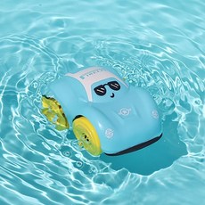 水陸兩棲玩具車 沐浴發條小汽車 創意卡通慣性模型, 淺藍色, 1個