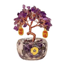 紫水晶招財樹風水擺件，開運招財納福居家辦公室裝飾品, 紫水晶