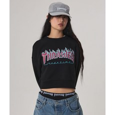 트래셔 THRASHER 플레임 크롭 맨투맨 블랙 176472