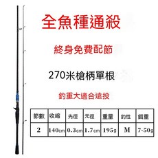 abu 路亞竿 槍柄直柄水滴輪海竿拋竿遠投竿, 槍柄單桿,阿布1.65米（5.5尺）【售後無憂】