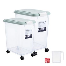 真空儲糧寵物儲糧桶 防潮裝米桶 30斤/50斤 家用防潮防蟲密封儲米箱 米缸麵粉米麵收納盒罐20斤, 【北歐綠】30斤+60斤特惠裝, 1個