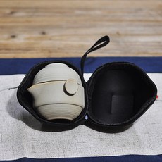휴대용 도자기 다도세트 여행 캠핑 아웃도어 간편한 차도구 찻잔, z 도자기 항아리 컵 뚜껑+고무 케이스, 1개