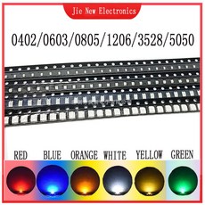 100PCS 0402 0603 0805 1206 3528 LED 5050 주황색 다이오드 파란색 SMD 노란색 발광 빨간색 흰색 녹색, 0603 Blue