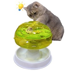 All For Paws 고양이 버섯 푸드 트리 슬로우 장난감 분리불안 간식사료 급식기, 1개, 그린