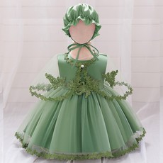 週歲寶寶兒童禮服嬰幼兒滿月擺酒公主裙婚紗百日宴蓬蓬紗裙+帽子