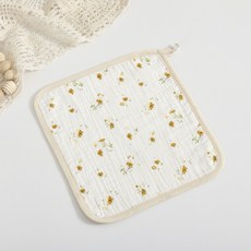 純棉四層紗布口水巾，嬰兒圍兜，寶寶洗臉巾，R96004, 小黃花, 1個