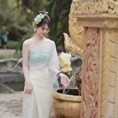 태국 미얀마 여성 다이 의상 민족 공연 무용 전통 스타일 드레스, 01 one size, 06 27