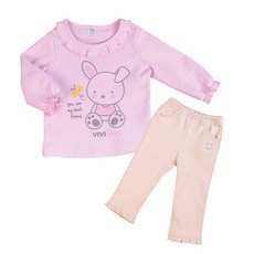 VIVIBABY 可愛托比熊艾瑪兔嬰兒長袖套裝 台灣製造 兒童休閒服 春秋款