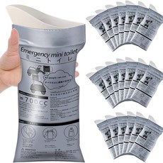 휴대용 일회용 비상 소변 주머니 700ml 차량용 노인간호, 10개, 실버