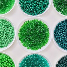 비즈공예 그린 초록 시드 비즈 구슬 화분 식물 악세사리 만들기 재료 [1봉10g], I-4mm (H0116)