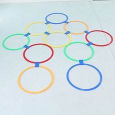 萬事順意 跳房子幼兒園圈圈平衡兒童感統訓練戶外運動游戲家用體能格子玩具, 特大直徑 48CM  10圈10卡扣, 1個