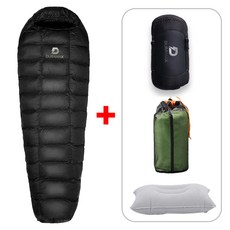 듀라맥스 침낭 머미형 극동계 동계 구스 입체봉제 거위털, 2000g, 1개, 블랙