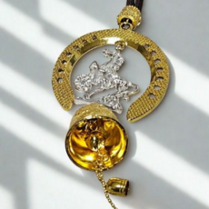 복래복래 재물 무사고 안전 만사형통 행운의 황금 말굽 종 차걸이, 1개, 골드