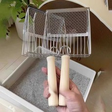 듀얼 스테인레스 똥삽 벤토 고양이똥삽 대형 고양이모래삽 스틸 실버 가는모래용 분리삽 미세, 1개, 상세페이지 참고