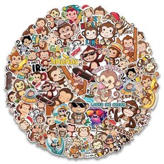 MONIZY 원숭이 스티커 50피스 비닐 방수 데칼 노트북 물병 전화 자동차 창문 자전거 오토바이 스테이크보드 스크랩북 선물 어린이 청소년 성인용, MONIZY 원숭이 스티커 50피스 비닐 방수 데칼 노