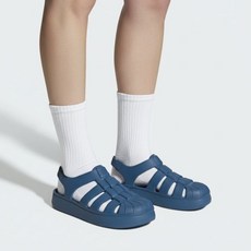 아디다스 키즈 유아 아동 주니어 슈퍼스타 샌들 블루 JI2800