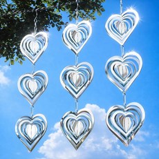 [ 1098630 ] Factee 외부용 새 억제제 반사 3D 스테인리스 스틸 윈드 스피너 정원 장식 딱따구리 비둘기를 집 파티오 과수원에서 멀리하는 겁 장치, Heart, 1개