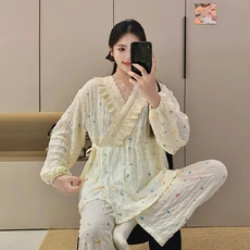 雲朵棉孕婦產婦睡衣家居服 和服款套裝, 7121