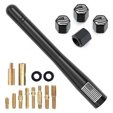 Engirette 미국 국기 자동차 트럭 쇼트 안테나 타이어 밸브 캡 포함 GM 쉐보레 실버라도 1500 2500 3500 HD Avalanche GMC Sierra 포드, 4 inch