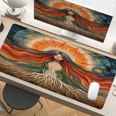 생명의 여신 마우스 패드 대형 책상 액세서리 데스크 고무 베이스와 스티치 처리된 가장자리 사무실용 미끄, 01 300x600x2mm