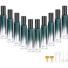 세그뷰티 10pcs 0.34온스 그린 유리 향수 병 세트 10L 여행용 리필 가능 쾰른 디스펜서용 빈 아토마이저 어 제조 키트 도구, Green, Bulk Mini Bottles