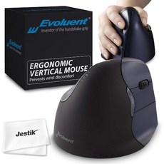 Jestik Evoluent VM4RW 버티컬 마우스 4 오른쪽 무선 플러스 극세사 천 밸류 번들, Jestik Evoluent Mouse VM4RW -