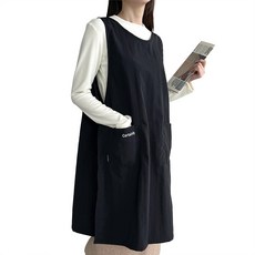 두리앤고 루즈핏 데일리 롱 카페 앞치마, 블랙, 1개