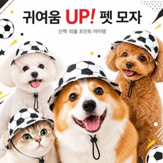 강아지 고양이 귀여운 펫모자 반려동물 버킷햇 산책 외출 햇빛가리개 조절끈 모자, 1개, 축구공