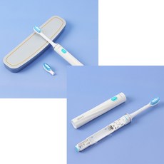 굴곡 W 칫솔모 그립감 좋은 강력 음파 진동 전동 칫솔 흰색 + 케이스