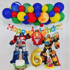 스마일파티 헬로 카봇 로봇 풍선 생일파티세트, 1세트, 6세