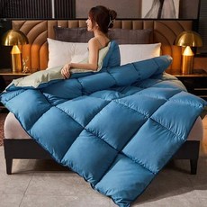 구스다운이불 침구세트 겨울이불세트 거실 한파용 따뜻한 호텔, 200x230cm 4kg, 블루